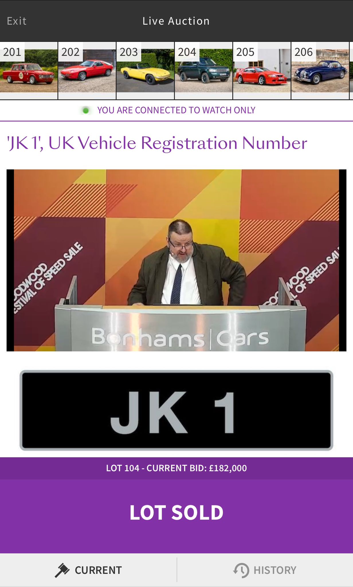 Number Plate JK 1 Auction
